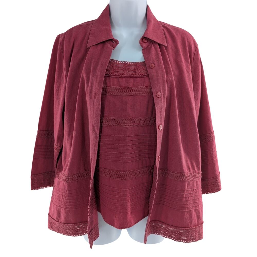 Christopher & Banks Pink Linen Jacket and Top Combo
